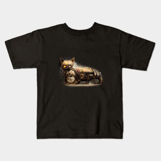 Dieselpunk Cat Kids T-Shirt by maxdax